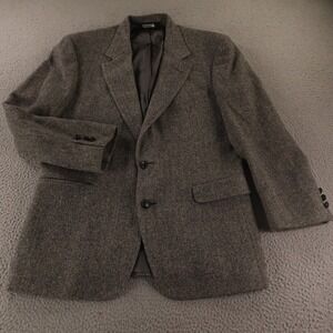 John Alexander Jacket M Gray Herringbone Wool Blazer Sport Coat 42R